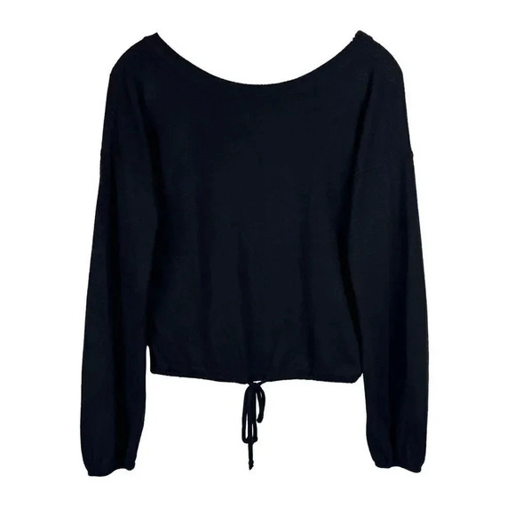 Abercrombie Fitch Soft AF Cozy Sweater Pullover Top XS Black Tie Waist Grunge - Picture 3 of 6